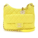 【新品・未使用品】シャネル CHANEL ホーボー マトラッセ ココマーク チェーン ショルダーバッグ 斜め掛け ウールジャージー イエロー 黄 アンティークゴ...