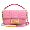 【未使用 展示品】フェンディ FENDI ミニ バゲット スモール FF エンボス 2Way チェーンショルダー 斜め掛け ラムスキン レザー ピンク ゴールド金具 8BS017(4)