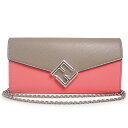 【未使用 展示品】フェンディ FENDI FFダイヤモンド チェーンウォレット 二つ折り長財布 斜め掛け グレインカーフ スムースカーフ レザー バイカラー ピ...