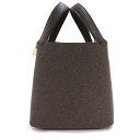 【未使用 展示品】エルメス HERMES ピコタンロック 22 MM ハンドバッグ フェルト ヴォースイフト レザー Ebene エベンヌ ブラウン 茶 ゴール...
