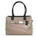 【中古】コーチ COACH スワッガー キャリーオール トートバッグ レザー 型押しパイソン グレージュ ブラック 黒 ゴールド金具 J1573