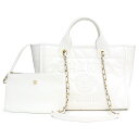 【未使用 展示品】シャネル CHANEL ドーヴィル ショッピング 2way トート ハンドバッグ カーフスキン レザー ホワイト 白 ゴールド金具 AS335...