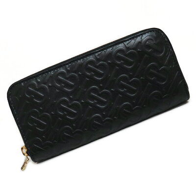 【新品・未使用品】バーバリー BURBERRY TB モノグラム エンボス ロゴ ラウンドファスナー 長財布 カーフスキン レザー ブラック 黒 ゴールド金具 8011601