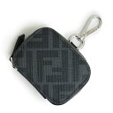 【未使用 展示品】フェンディ FENDI ズッカ AirPods Pro イヤホンケース ポーチ PVCコーティングキャンバス カーフスキン レザー グレー ブ...