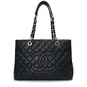 【中古】シャネル CHANEL ココマーク マトラッセ GST チェーン トート ショルダーバッグ キャビアスキン レザー ブラック 黒 シルバー金具 A509...