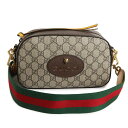 【未使用 展示品】グッチ GUCCI ネオ ヴィンテージ タイガーヘッド ショルダーバッグ 斜め掛け GGスプリームキャンバス レザー ベージュ エボニー ブラ...