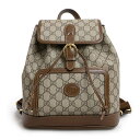 【未使用 展示品】グッチ GUCCI インターロッキングG バックパック リュック デイパック GGスプリームキャンバス ベージュ エボニー 茶 ゴールド金具 ...