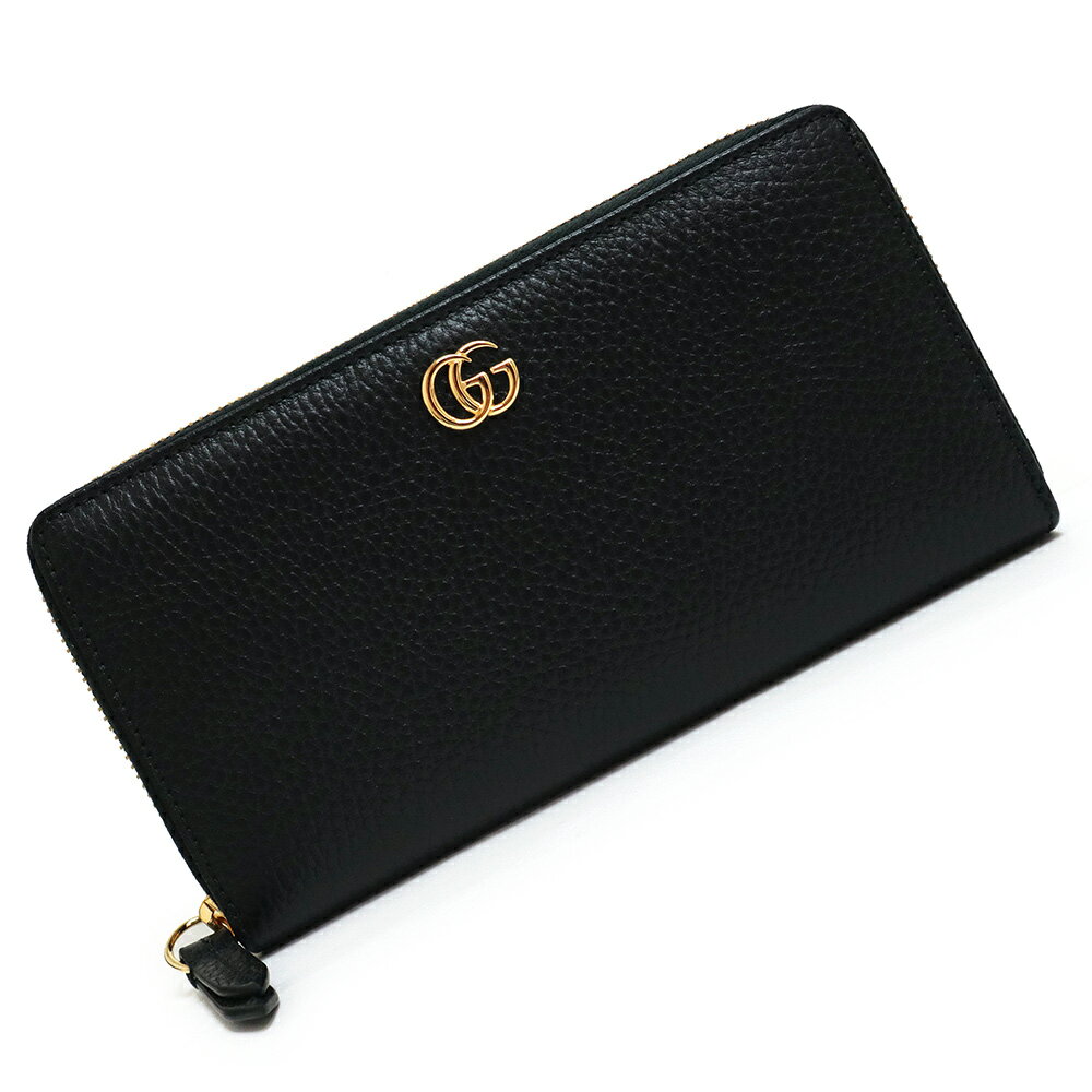 【新品・未使用品】グッチ GUCCI GGマーモント ダブルG ジップアラウンドウォレット ラウンドファスナー 長財布 カーフスキン レザー ブラック 黒 ゴールド金具 456117 箱付