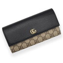 【新品・未使用品】グッチ GUCCI GG マーモント コンチネンタルウォレット 二つ折り長財布 GGスプリームキャンバス カーフスキン レザー ベージュ ブラ...