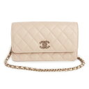 【未使用 展示品】シャネル CHANEL マトラッセ ハートロゴ チェーンウォレット ショルダーバッグ 斜め掛け キャビアスキン レザー ライトベージュ シャン...