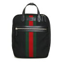 【未使用 展示品】グッチ GUCCI シェリーライン ウェビング リュック デイパック バックパック テクノキャンバス ナイロン レザー ブラック グリーン レ...