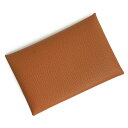 【新品・未使用品】エルメス HERMES カルヴィ カードケース 名刺入れ 定期入れ パスケース 財布 ヴォーエプソン レザー ゴールド ブラウン 茶 シルバー...