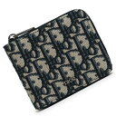 【新品・未使用品】クリスチャンディオール Christian Dior オブリーク ジャカード ジップウォレット 二つ折り財布 カーフスキン レザー ベージュ ...