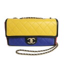 【美品】シャネル CHANEL マトラッセ 2WAY チェーン ショルダーバッグ 斜め掛け カーフスキン レザー イエロー ブルー レッド 黄 青 赤 ゴールド...