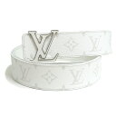 【新品・未使用品】ルイ ヴィトン LOUIS VUITTON LV イニシャル 40MM リバーシブル ベルト #90 タイガラマ レザー ホワイト 白 シルバ...