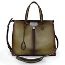 【中古】ベルルッティ Berluti ルッティ 38 2way ショルダー ハンドバッグ 斜め掛け ヴェネチアレザー ジャングルグリーン ブラウン 茶 緑 シル...