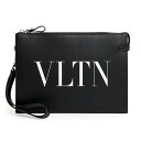 【新品・未使用品】ヴァレンティノ ガラヴァーニ Valentino Garavani VLTN ポーチ クラッチ セカンドバッグ カーフスキン レザー ブラック...