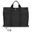 【中古】エルメス HERMES エールライン トート MM ハンドバッグ キャンバス グレー シルバー金具(4)