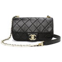 【美品】シャネル CHANEL ココマーク マトラッセ ミニ フラップ パール チェーン ショルダーバッグ 斜め掛け ラムスキン レザー ブラック 黒 ゴールド...