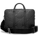 【新品・未使用品】グッチ GUCCI ジャンボGG ビジネス ブリーフケース ショルダー ハンドバッグ 2way 斜め掛け レザー ブラック 黒 シルバー金具 ...