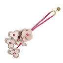 【美品】ロエベ LOEWE フラワー 花 モチーフ バッグチャーム ストラップ レザー ピンク ホワイト ゴールド金具