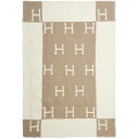 【未使用保管品】エルメス HERMES ベビープレード アヴァロン ブランケット 膝掛け ウール 85% カシミヤ 15% ノワゼット モワイヤン ブラウン ホ...