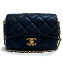 【未使用 展示品】シャネル CHANEL ココマーク マトラッセ ミニ フラップ チェーン ショルダーバッグ 2way 斜め掛け キャビアスキン レザー ネイビ...