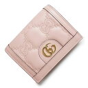 【新品・未使用品】グッチ GUCCI GGマトラッセ カードケース ウォレット コンパクト 二つ折り財布 カーフスキン レザー ピンク ゴールド金具 72378...