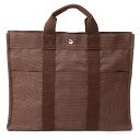 【未使用保管品】エルメス HERMES エールライン トート MM ハンドバッグ キャンバス ショコラ キャラメル ブラウン 茶 シルバー金具(4)