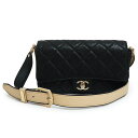 【美品】シャネル CHANEL マトラッセ ココマーク ショルダーバッグ 斜め掛け カーフスキン レザー ソフトキャビア ブラック ベージュ 黒 ゴールド金具 ...