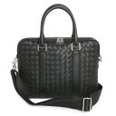 【中古】ボッテガヴェネタ BOTTEGA VENETA スリム イントレチャート ブリーフケース ビジネス ショルダー ハンドバッグ 2way 斜め掛け カーフ...