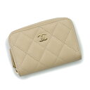 【新品・未使用品】シャネル CHANEL マトラッセ クラシック ジップ コインパース コインケース 小銭入れ 財布 キャビアスキン レザー ベージュ 茶 ゴールド金具 AP0216 箱付