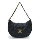 【未使用 展示品】シャネル CHANEL シャネル19 チェーンショルダーバッグ ホーボー ラムスキン レザー ブラック 黒 アンティークゴールド アンティーク...