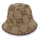 【未使用保管品】グッチ GUCCI ジャンボ GG バケットハット 帽子 L #58cm GGキャンバス コットン ポリエステル キャメル エボニ...