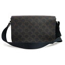 【新品・未使用品】セリーヌ CELINE フラップ メッセンジャー ショルダーバッグ 斜め掛け トリオンフキャンバス カーフスキン レザー ブラック 黒 シルバ...