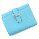 【新品・未使用品】エルメス HERMES ベアン コンビネ コンパクト 三つ折り財布 シェブル シェーブルミゾール レザー セレスト セレステ ライトブルー 青...