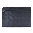【未使用 展示品】ボッテガヴェネタ BOTTEGA VENETA ドキュメントケース イントレチャート クラッチバッグ カーフスキン レザー トルマリン ネイビー 紺 ガンメタル金具 406021