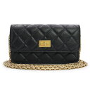 【新品・未使用品】シャネル CHANEL マトラッセ 2.55 フラップ フォンケース ミニ チェーン ショルダーバッグ 斜め掛け エイジドカーフスキン レザー ブラック 黒 アンティークゴールド金具 AP3169 箱付