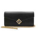 【新品・未使用品】フェンディ FENDI FFダイヤモンド チェーンウォレット 二つ折り長財布 斜め掛け グレインカーフレザー スムースカーフレザー ブラック 黒 ゴールド金具 8M0365 箱付