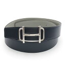 【未使用 展示品】エルメス HERMES ロワイヤル H 38 リバーシブル ベルト ボックスカーフ 135 トゴ レザー ブルーマリン グリムエット ネイビー...