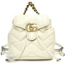 【新品・未使用品】グッチ GUCCI GGマーモント キルティング ミニ リュック デイパック バックパック シェブロンレザー ホワイト 白 アンティークゴールド金具 777253 箱付