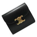【新品・未使用品】セリーヌ CELINE スモールウォレット トリオンフ コンパクト 三つ折り財布 シャイニーカーフスキン レザー ブラック 黒 ゴールド金具 ...