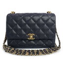 【美品】シャネル CHANEL マトラッセ ココマーク フラップ チェーン ショルダーバッグ キャビアスキン レザー ネイビー 紺 アンティークゴールド金具 AS3633