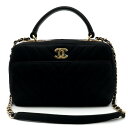 【美品】シャネル CHANEL ボーリング Vステッチ ココマーク チェーン トップハンドル 2way ショルダー ハンドバッグ ジャージー カーフスキン レザ...