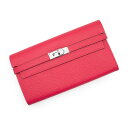 【新品・未使用品】エルメス HERMES ケリーウォレット ロング 二つ折り長財布 ヴォーエプソン レザー ローズエクストリーム ピンク シルバー金具 A刻印 ...