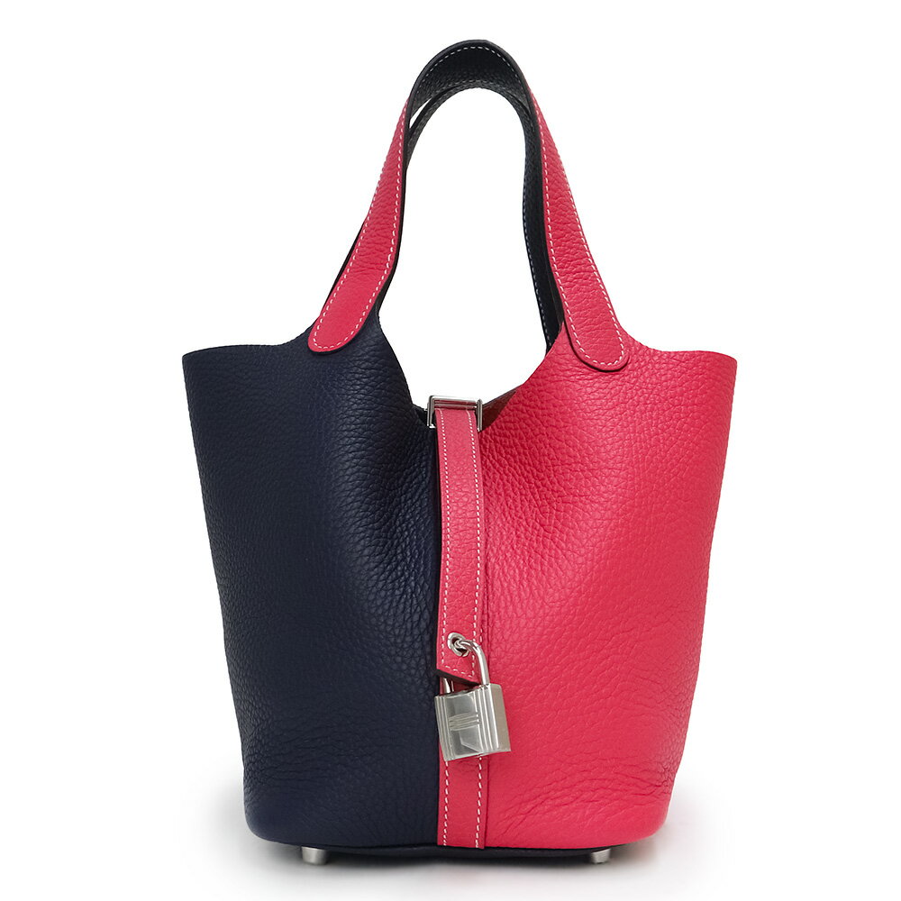【未使用　展示品】エルメス HERMES ピコタンロック カザック 18 PM ハンドバッグ トリヨンクレマンス レザー ブルーニュイ ローズエクストリーム ピンク ネイビー 紺 シルバー金具 Y刻印のサムネイル