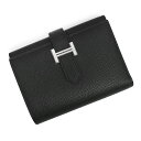 【新品・未使用品】エルメス HERMES ベアン コンビネ コンパクト 三つ折り財布 ヴォーエプソン レザー ノワール ブラック 黒 シルバー金具 K刻印 箱付