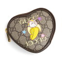 【未使用 展示品】グッチ GUCCI レインボー&スター ばなにゃコラボ プリント ハートシェイプ コインケース 小銭入れ 財布 GGスプリームキャンバス ベージュ ブラウン イエロー ゴールド金具 701062