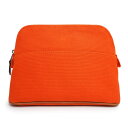 【新品・未使用品】エルメス HERMES ボリード ミニ 20 コスメ 化粧 ポーチ コットン100% キャンバス オランジュフー シルバー金具 箱付
