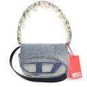 【未使用 展示品】ディーゼル DIESEL 1DR アイコニック UNI 2way ショルダーバッグ 斜め掛け デニム クリスタル ブルー シルバー金具 X08396